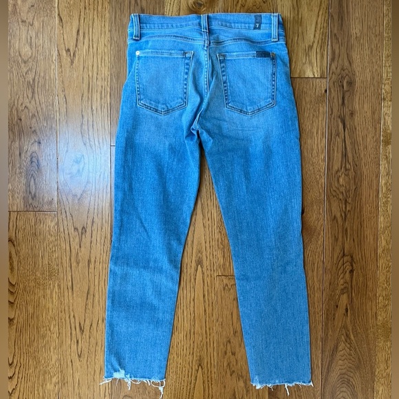 7 For All Mankind Roxanne Ankle Raw Hem Women's Blue Jeans - Picture 8 of 8